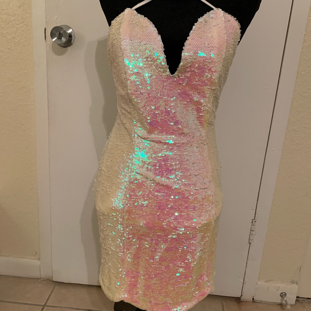 White sequins dress